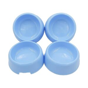 Blue Plastic Dog Bowls for Small or Medium Breed Dogs - 4-Pack