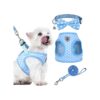 Blue Polka Dot Dog Harness with Reflective Material for Small to Medium Breed Dogs