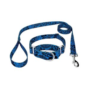 Blue Polynesian Martingale Dog Collar and Leash with Untamed Design