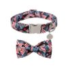 Blue Pride 4th of July Dog Collar with Cute Bow Tie and Durable Cotton Material