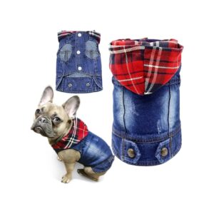 Blue Puppy Dog Coat with Hoodie Small Medium Sizes Lapel Vests Classic Jeans Style