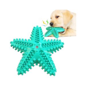 Blue Rubber Dog Chew Toy for Large Breeds with Toothbrush and Squeaker Effects