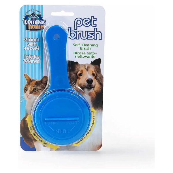 Blue Self Cleaning Pet Brush for Dogs and Cats with Adjustable Bristles