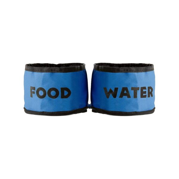 Blue Silicone Collapsible Food and Water Pet Bowls 2 Pack