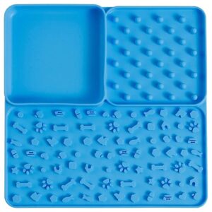 Blue Silicone Lick Mat For Dogs Cats 3 In 1 Pet Slow Feeding