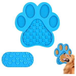 Blue Silicone Lick Pad with Suction Cups for Dog and Cat Training and Relaxation