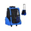 Blue Small Dog Carrier Backpack with Wheels Polyester PVC for Pet Travel