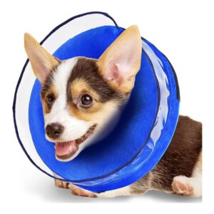 Blue Soft Inflatable Dog Cone Collar for Unrestricted Daily Life after Surgery