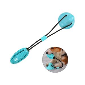 Blue Suction Cup Dog Chew Toy for Aggressive Chewers with Teeth Cleaning Functionality