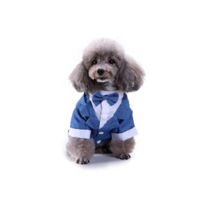 Blue Suit Dog Shirt for Puppy Tuxedo Black White White Wedding Formal