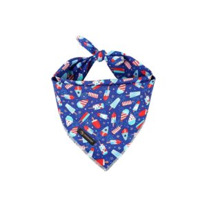 Blue Summer Dog Bandana Square Adjustable Soft Cotton Scarf for Small Medium Large Dogs