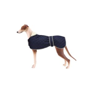 Blue Thermal Insulated Dog Coat with Quilted Pattern Adjustable Straps for Greyhounds