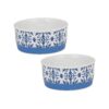 Blue Tile Ceramic Food and Water Bowls for Small to Medium Pets