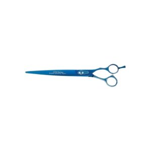 Blue Titanium Coated Straight Dog Shears for Pet Owners Seeking Precision and Durability