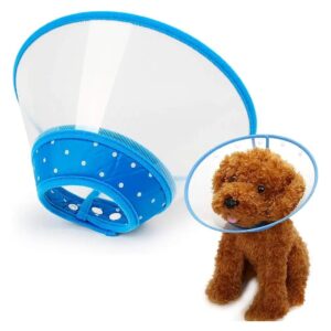 Blue Transparent Dog Surgery Recovery Collar with Padded Inner Liner for Soft Comfort