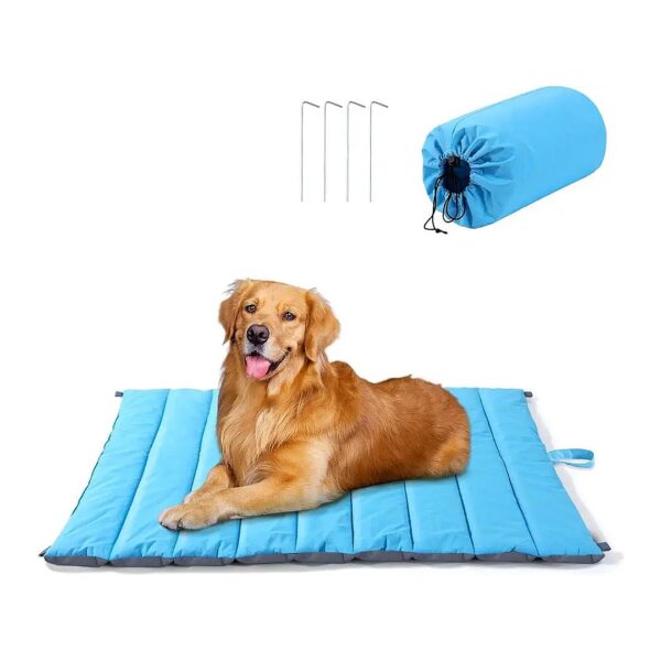 Blue Waterproof Dog Bed for Medium and Large Dogs with Carry Bag