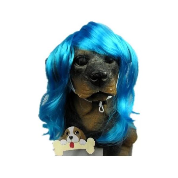 Blue Wavy Synthetic Hair Pet Dog Cat Wigs for Comfy Wearing Experience