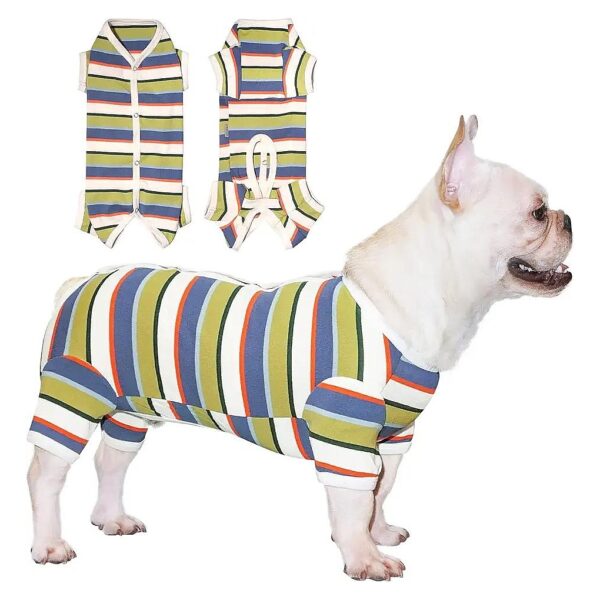 Blue White Boy Dog Small Polyester Cotton Blend Dog Pajamas Recovery Suit