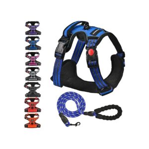 Blue X-Large Adjustable No Pull Dog Vest with Soft Padded Straps and Reflective Stitching