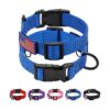 Blue XL Adjustable Soft Nylon Dog Collar with Heavy Duty Buckle and Reflective Lines