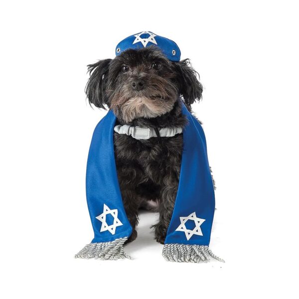 Blue Yarmulke and Fringe Tallit Dog Costume for Bull Terriers and More