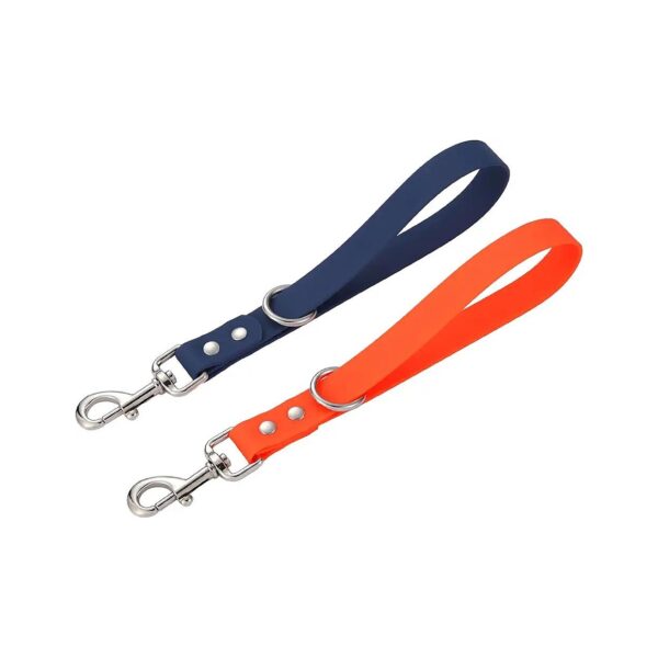 Blue and Orange 10 Inch Short Dog Leashes with Heavy Duty Swivel Clips