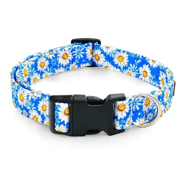 BlueDaisy Patterned Cotton Dog Collar for Small Medium Large Dogs with Adjustable Size