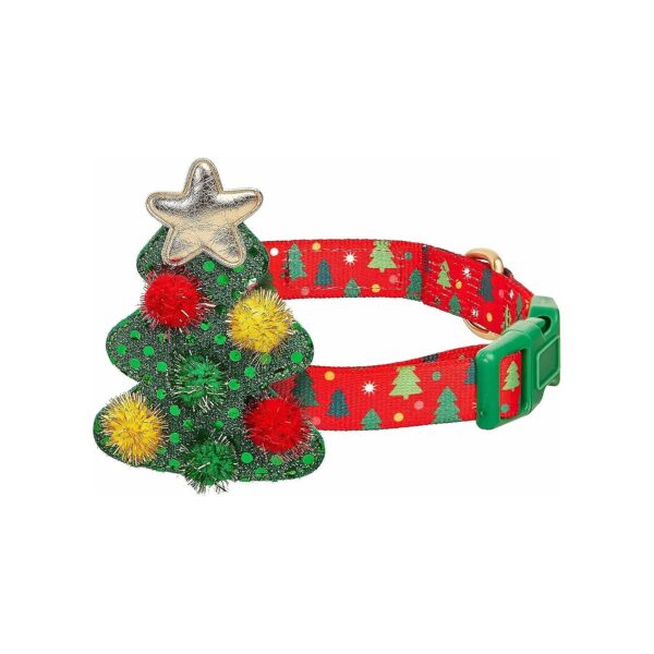 Blueberry Pet Christmas Tree Themed Dog Collar with Glittering Decor