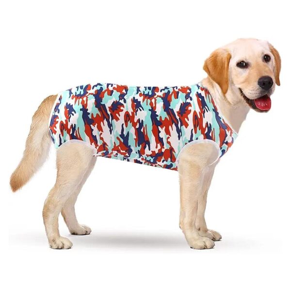 Body Recovery Suit for Female Dogs with Lycra Fabric and Adjustable Opening for Pee