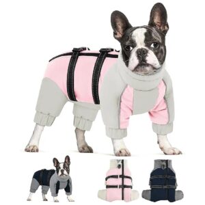 Body Small Dog Snow Coat with Leash Ring and Reflective Trims for Small Medium Dogs