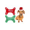 Bone Shape Plush Squeaky Toys 2 Pack Green Red Christmas Dog Gifts