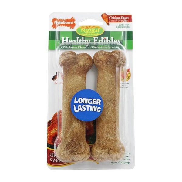 Bone with Vitamins Dog Chew Toy for Puppy Chicken Flavor 2 Pack