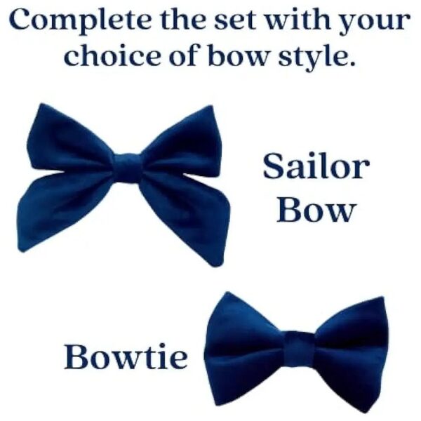 Bowtie Dog Collar Leash Set Navy Blue Velvet Costumes Grooming Essentials