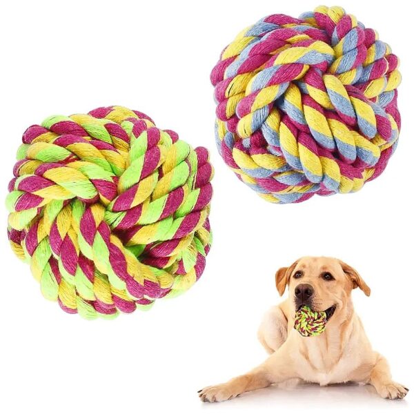 Braided Cotton Dog Rope Toy Ball for Teeth Cleaning and Chewing