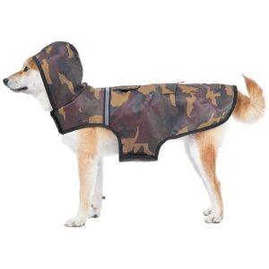 Breathable Brown Dog Poncho with Leash Hole and Reflective Accents for Medium Dogs