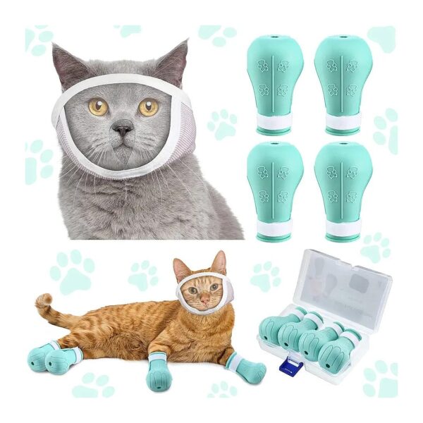 Breathable Cat Face Cover with Silicone Boots for Preventing Scratching and Biting