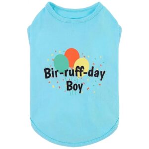 Breathable Cotton Birthday Shirt for Small Dogs and Cats in Aqua Blue, Size Small