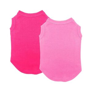 Breathable Dog Clothing 2pc Soft Cotton T-Shirts XXL Size Pink Rose Red for Dogs