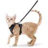 Breathable Escape Proof Cat Harness with Reflective Strips for Small Pets Black XS