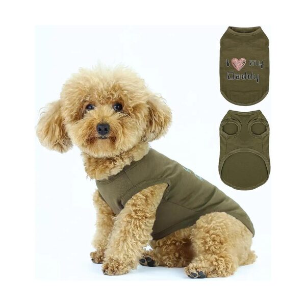 Breathable I Love My Daddy Sleeveless Dog Vest for Puppies and Small Breeds