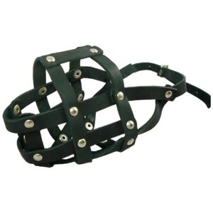 Breathable Leather Muzzle for Pit Bull and Amstaff Dogs with Comfortable Fit