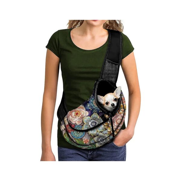 Breathable Mandalas Pet Sling Carrier with Adjustable Strap for Small Cats and Dogs