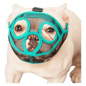 Breathable Mesh Bulldog Muzzle Anti-Biting Barking Chewing Adjustable M Green