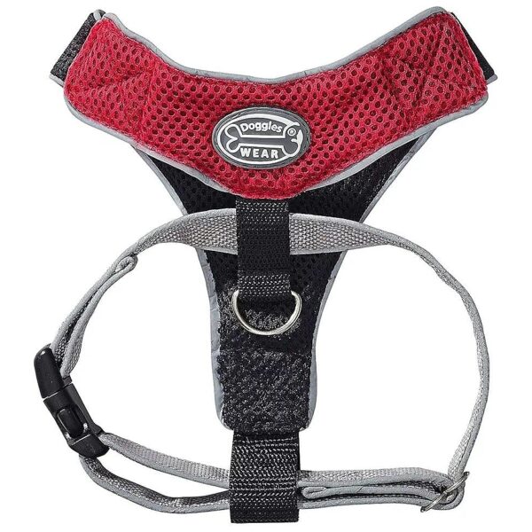 Breathable Mesh Dog Harness for Small Dogs in Red and Black