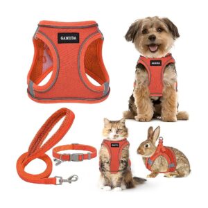 Breathable Mesh Linen Pet Harness for Small Dogs Puppy Cats Kitten Rabbit XS Size Orange