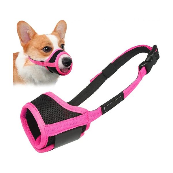 Breathable Mesh Soft Fabric Dog Muzzle with Adjustable Strap for Small Medium Large Dogs