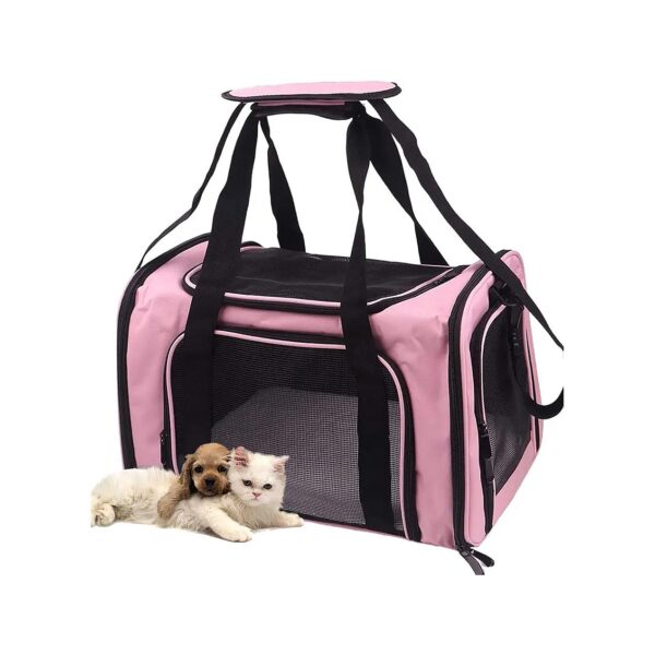 Breathable Pet Carrier Bag for Small Dogs and Cats, Airline Approved, Pink Color