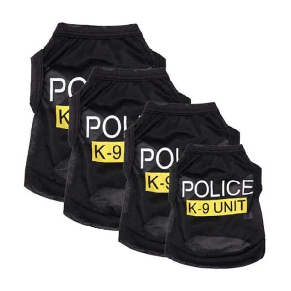 Breathable Pet Dog Police Costume K-9 Unit Pattern XL Black Soft Polyester