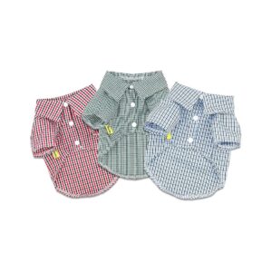 Breathable Polyester Plaid Checked Small Dog Shirts for Puppy Wear