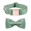 Breathable Silk Green Dog Collars with Attachable Bow Ties for Small Dogs